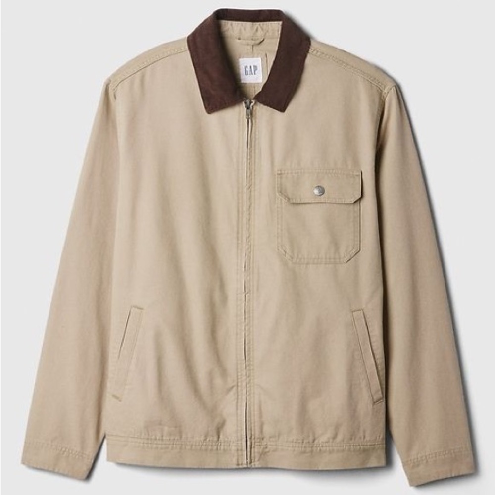 Gap Relaxed Canvas Chore Jacket, Khaki, Medium